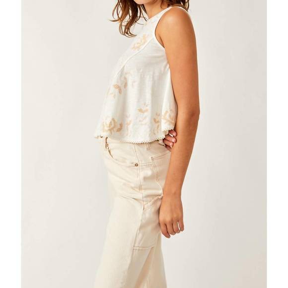 NEW FREE PEOPLE fun and flirty embroidery top in ivory combo - Picture 2 of 4